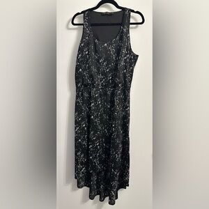 The Limited Black and White Speckled Sleeveless High-Low Midi Dress